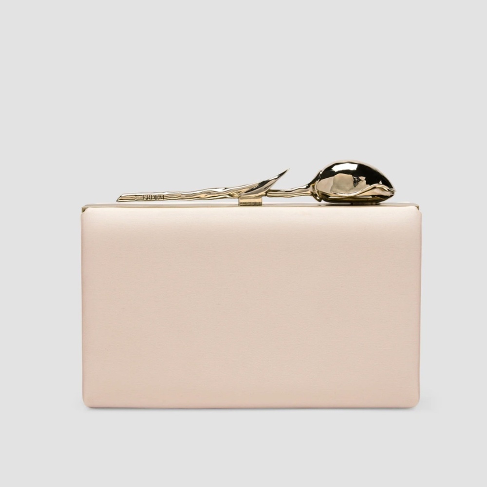 ERDEM 'Bloom Minaudière' Clutch Bag in Champagne Satin MSRP $2695 NWT SAVE $1350